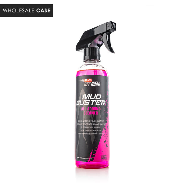 A spray bottle of P&S Mud Buster on a white background with the text 'Wholesale Case'.