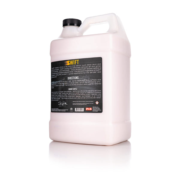 The back of a jug of P and S Swift on a white background.