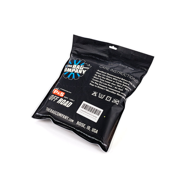 The back of the packaging of The Rag Company Off Road Pack on a white background.