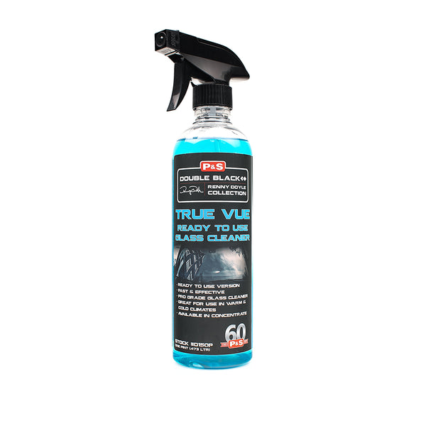 P&S true vue ready to use glass cleaner 16oz bottle on a white background.