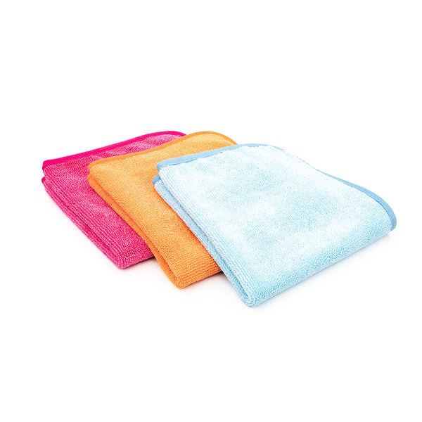 The Rag Company FTW 16 x 16 Pink, Orange, and Light Blue Towels
