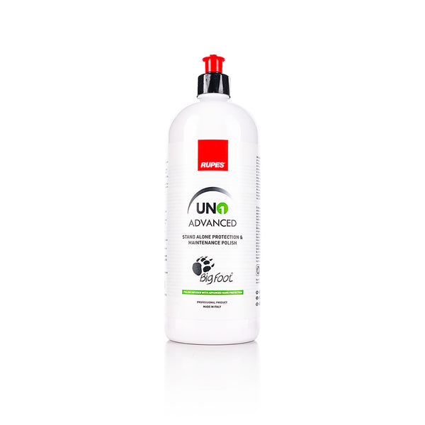 A bottle of Rupes Uno Advanced on a white background.