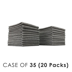 All Purpose Terry Dark Grey Stack view with the text "Case of 35 (20 Packs)" on a white background.