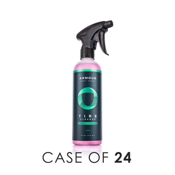 A spray bottle of Armour Detail Tire Cleaner on a white background with the text 'Case of 24'.