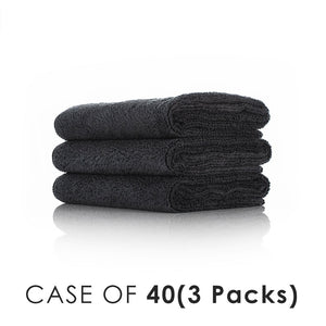 Spa and Workout 16x27 black stacked view with the text "Case of 40 (3 Packs)" on a white background.