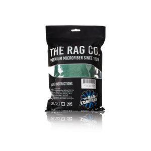 The Rag Company Spa and Workout 16x27 dark green 3 pack packaging back view on a white background.