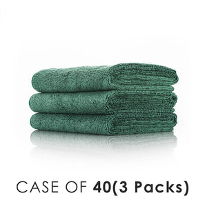 Spa and Workout 16x27 dark green stacked view with the text "Case of 40 (3 Packs)" on a white background.