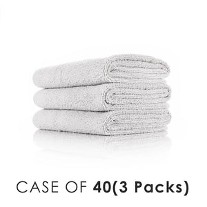 Spa and Workout 16x27 ice grey stacked view with the text "Case of 40 (3 Packs)" on a white background.