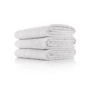 The Rag Company Spa and Workout 16x27 ice grey 3 pack stacked view on a white background.