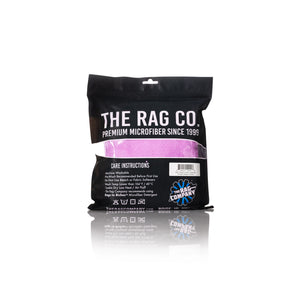 The Rag Company Spa and Workout 16x27 lavender 3 pack packaging back view on a white background.