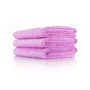 The Rag Company Spa and Workout 16x27 lavender 3 pack stacked view on a white background.