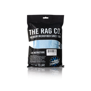 The Rag Company Spa and Workout 16x27 light blue 3 pack packaging back view on a white background.