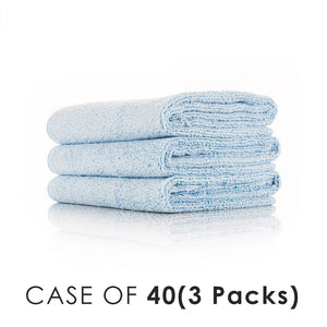 Spa and Workout 16x27 light blue stacked view with the text "Case of 40 (3 Packs)" on a white background.