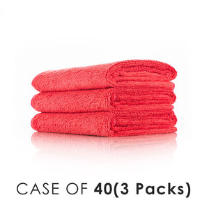 Spa and Workout 16x27 red stacked view with the text "Case of 40 (3 Packs)" on a white background.