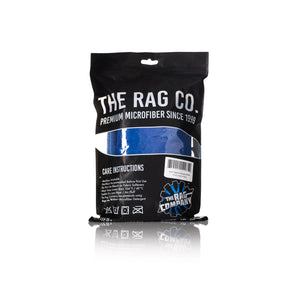 The Rag Company Spa and Workout 16x27 royal blue 3 pack packaging back view on a white background.