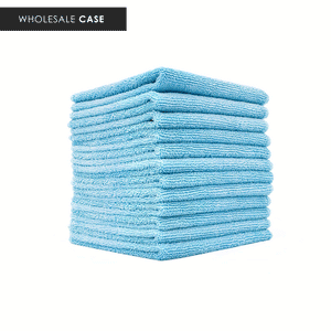 A stack of blue Premium All Purpose Terry Towels on a white background with the text 'Wholesale case'.