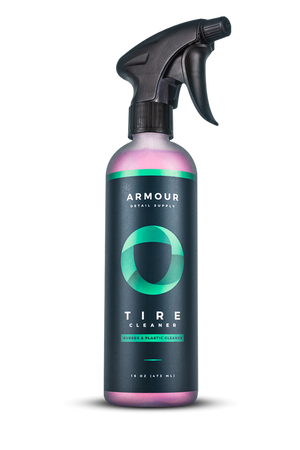 A spray bottle of Armour Detail Supply Tire Cleaner.