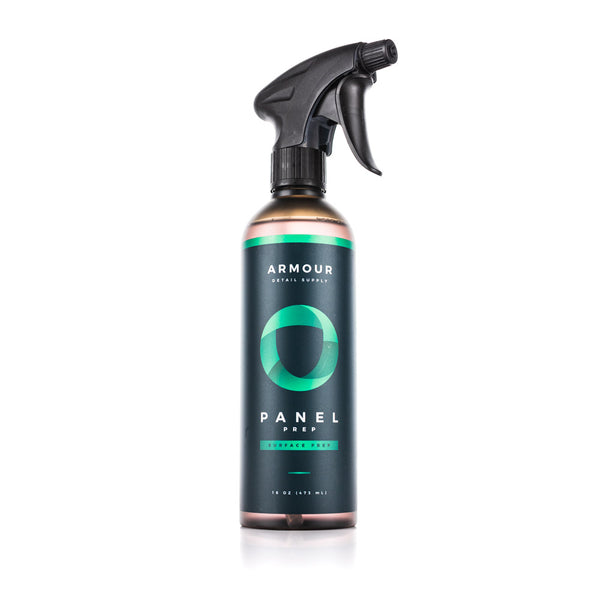 A spray bottle of Armour Panel Prep on a white background.