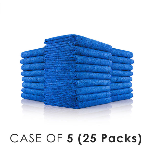 Car Wash 16x27 royal blue stacks view on a white background with the text "Case of 5 (25 Packs).