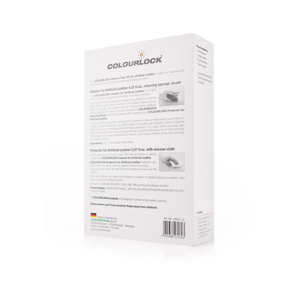 colourlock artificial leather clean and care kit box back