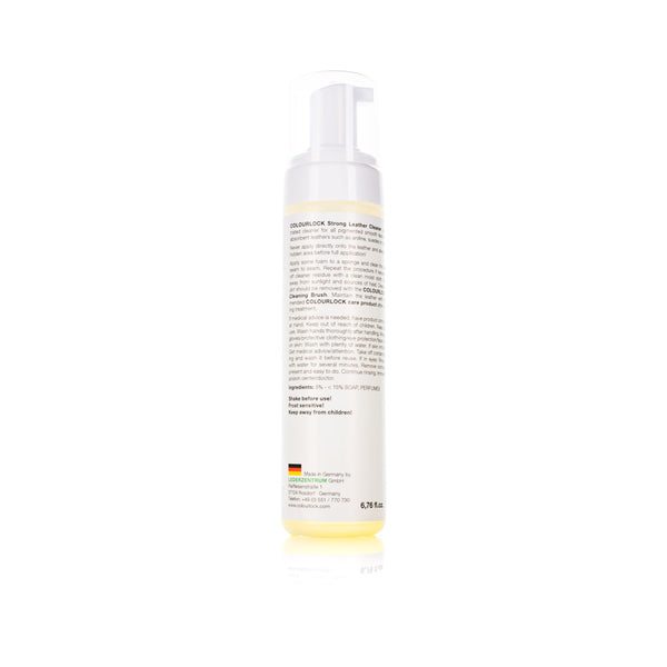 Colourlock Strong Leather Cleaner 200ml back view on a white background.