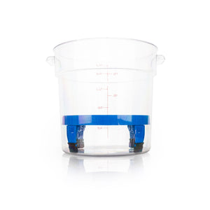 Blue clean screen inside of bucket on a white background