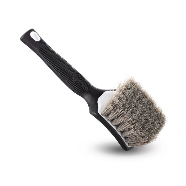 Detail Factory Tire Scrub Brush Black Ice bristles view on a white background.