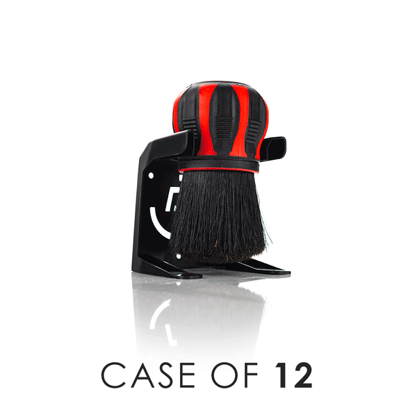 A Detail Factory red Screwball brush in its stand on a white background with the text 'Case of 12'.