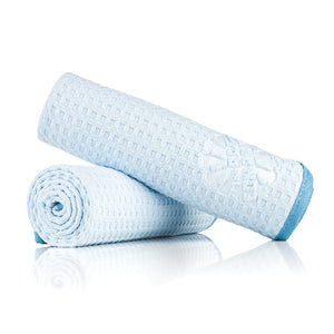 Dry Me a River 20x40 light blue 2 pack rolled view on a white background.