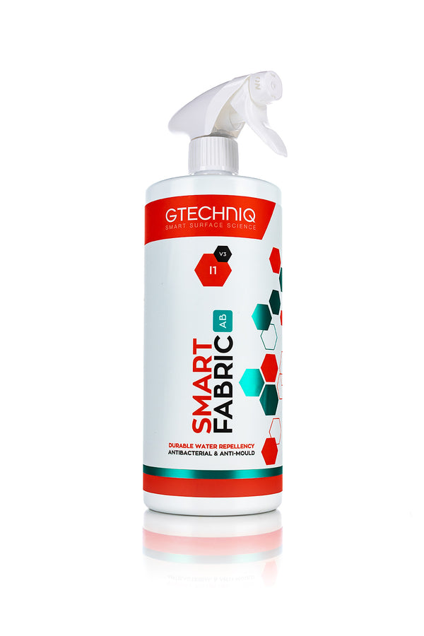 A spray bottle of Gtechniq Smart Fabric on a white background.