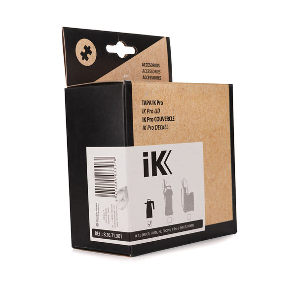 The packaging for the IK Pro lid on a white background.