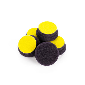 Koch-Chemie FineCut FoamPad 45mm 5 pack front and  back view on a white background.