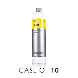 Koch-Chemie Gentle Snow Foam 1 Liter front view with the text "Case of 10" on a white background.