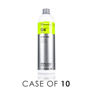 KochChemie Green Star 1 Liter bottle front view with the text "Case of 10" on a white background.