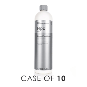 Koch-Chemie Hydro Plast Care 1 Liter bottle front view on a white background with tht text "Case of 10".