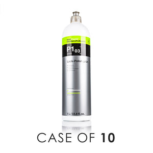 Koch-Chemie Lack Polish Grun 1L front view with the text "Case of 10" on a white background.