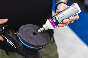 KochChemie Micro Cut product on a rupes polisher.