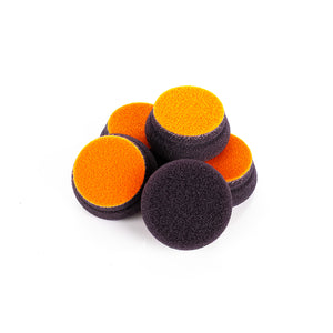 Koch-Chemie OneCut & Finish FoamPad 45mm 5 pack front and  back view on a white background.