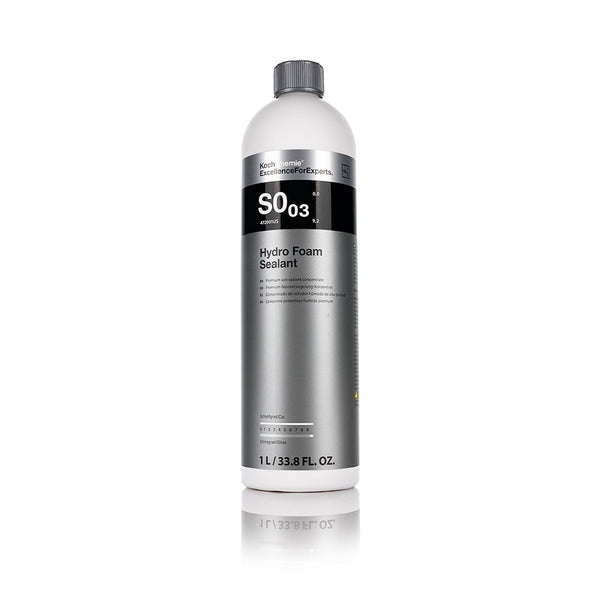 A bottle of Koch Chemie Hydro Foam Sealant on a white background.