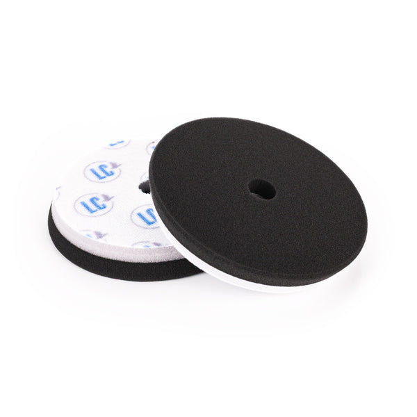 Lake Country HDO Black 6.5" Pad front and back view on a white background.