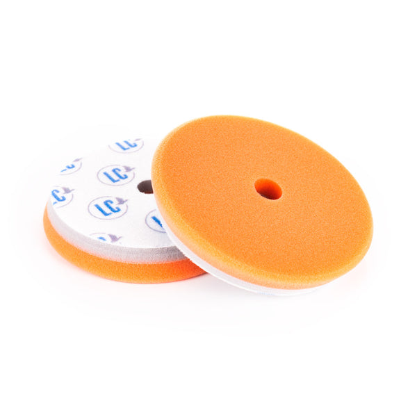 Lake Country HDO Orange 6.5" Pad front and back view on a white background.