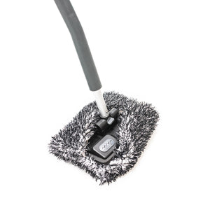 Mitt on a stick holder and pad view on a white background.