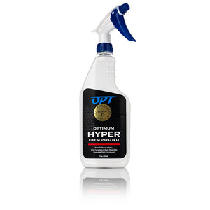 A bottle of Optimum Hyper Compound on a white background.