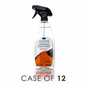 A spray bottle of Optimum Paint Prep on a white background with the text 'Case of 12'.