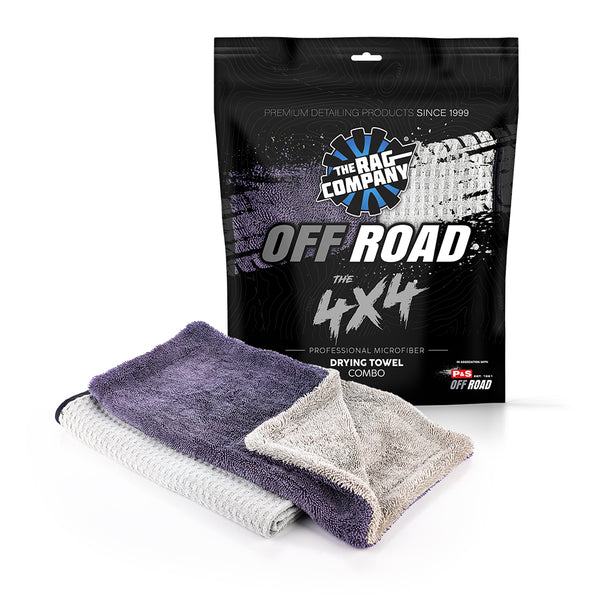 The Rag Company and P and S Off Road and Drying towel combo on a white background.