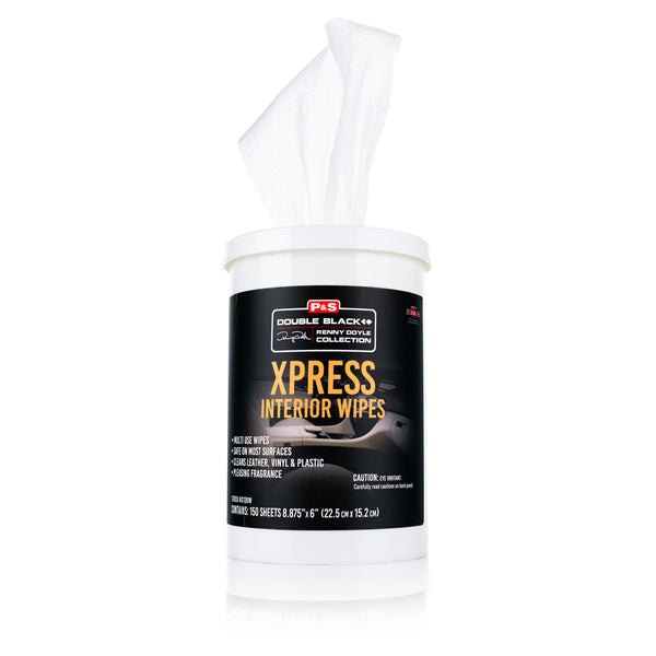 A bucket of P&S Xpress Interior Wipes on a white background.