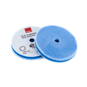 Rupes blue da coarse wool 160mm front and back view on a white background.