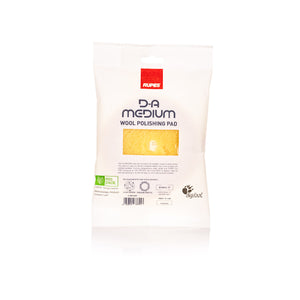 Rupes yellow da medium wool 130mm packaging view on a white background.