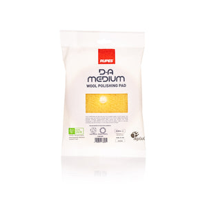 Rupes yellow da medium wool 160mm packaging view on a white background.