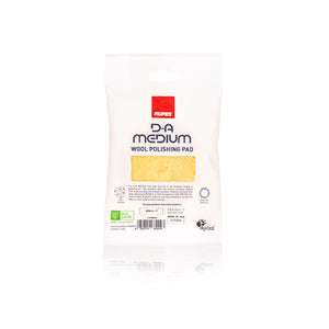 Rupes yellow da medium wool 80mm packaging view on a white background.